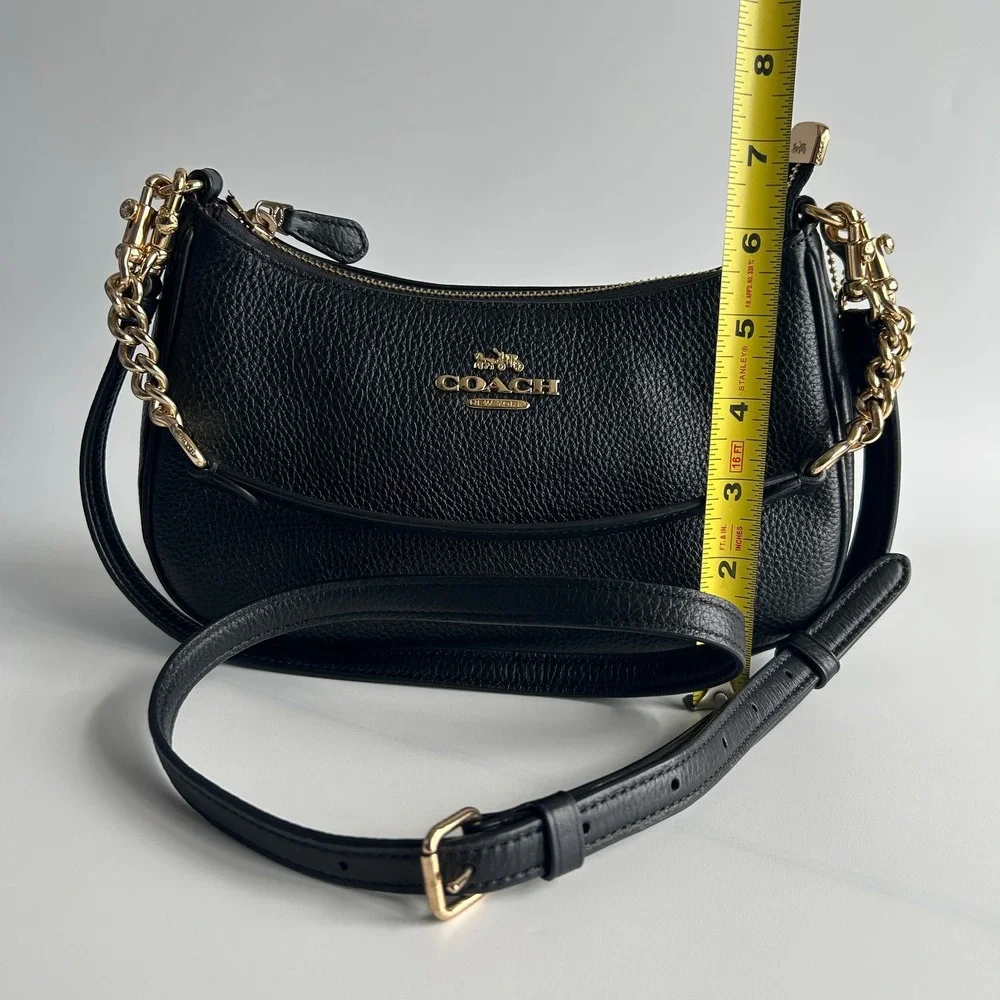 Coach Teri Black Pebbled Leather Shoulder Bag CV934 Excellent - Picture 6 of 7